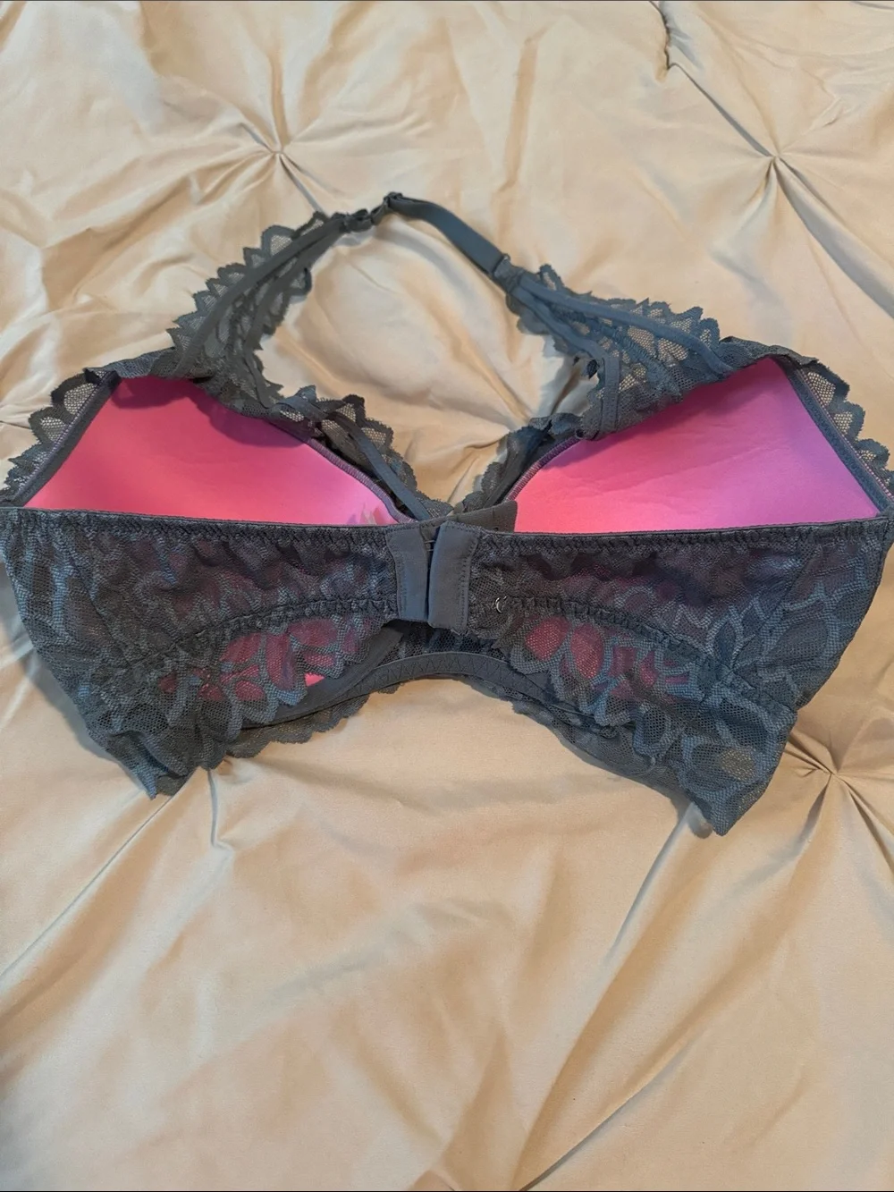 PINK Victoria's Secret Lace Halter Bralette in Charcoal